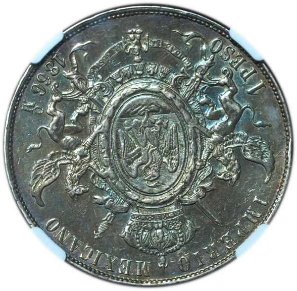 1866-Mo Mexico Peso Maximillian AU Details NGC