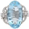 16.71ctw Aquamarine and Diamond Statement Ring 14K White Gold Front
