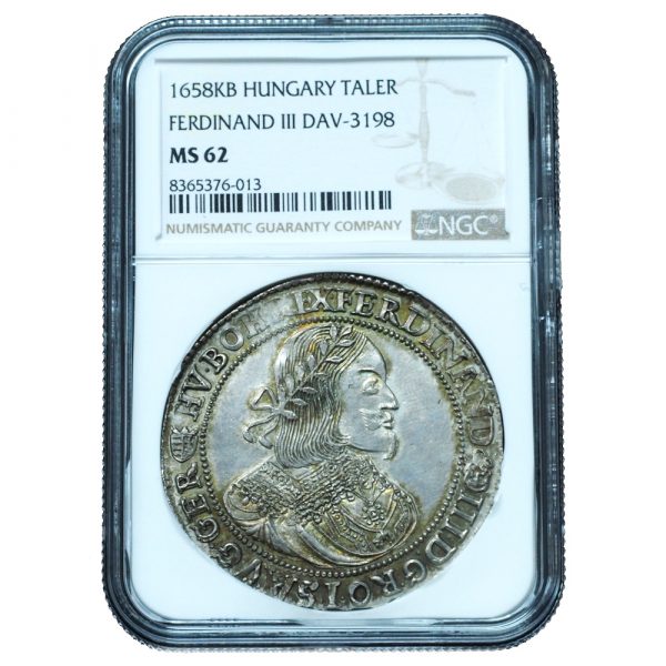 1658-KB Hungary Taler Ferdinand III MS62 NGC