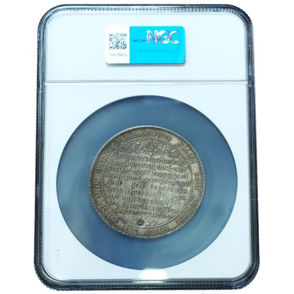 1680s Germany Baptismal 2 Taler Harz AU58 NGC