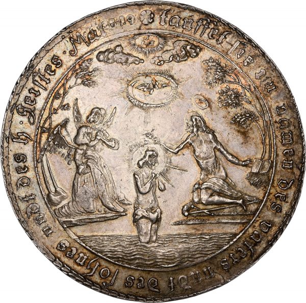 1680s Germany Baptismal 2 Taler Harz AU58 NGC