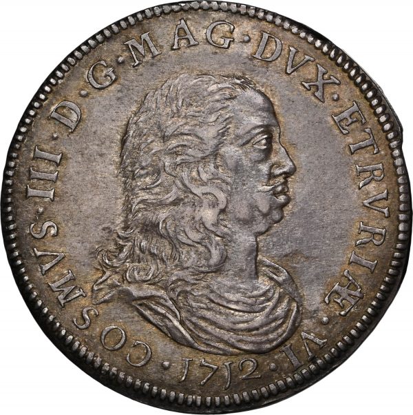 1712 Italy Tuscany Tallero DAV-1500 AU58 NGC