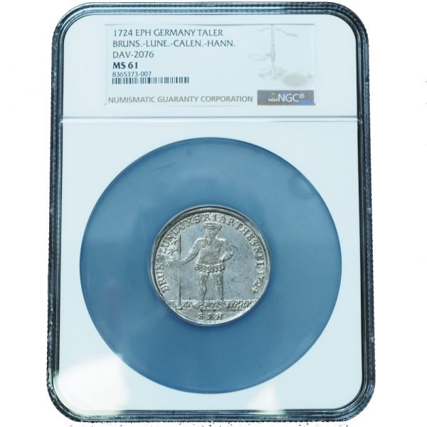 1724-EPH Germany Wildman Taler Bruns-Lune-Celle-Hannover MS61 NGC