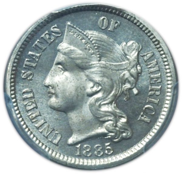1885 Three Cent Nickel Proof PR64 PCGS