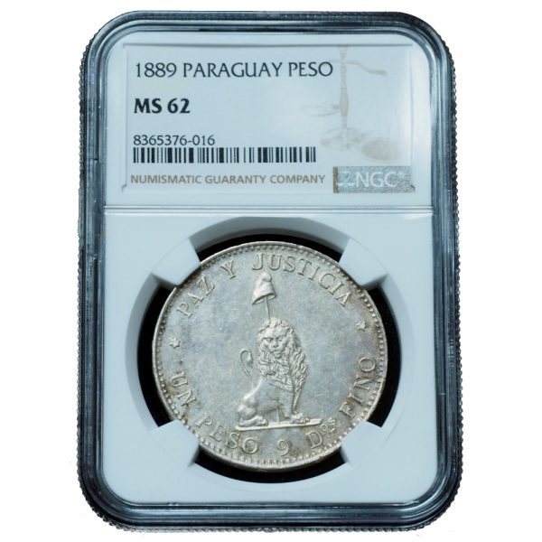 1889 Paraguay Peso MS62 NGC