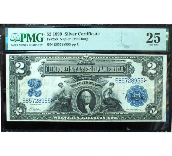 1899 $5 Silver Certificate Mini Porthole PMG 25 Very Fine