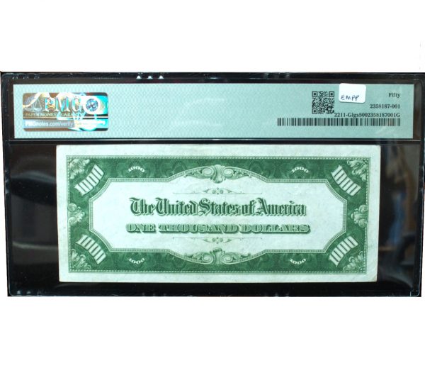 1934 $1000 Federal Reserve Note Light Green Chicago PMG 50 About Uncirculated