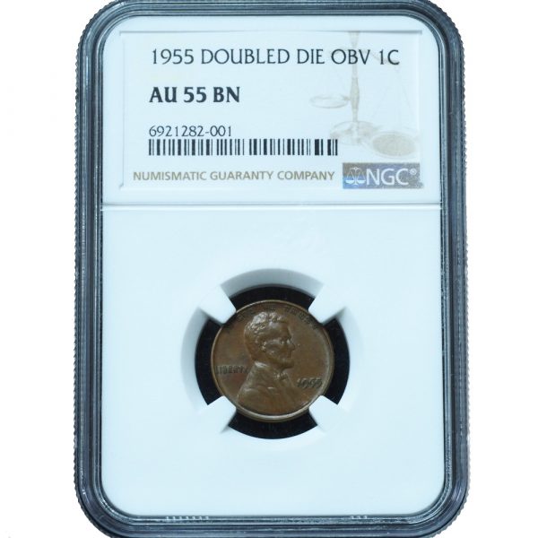 1955 Double Die Lincoln Penny AU55 BN NGC