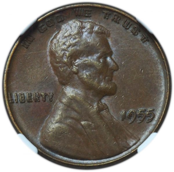1955 Double Die Lincoln Penny AU55 BN NGC