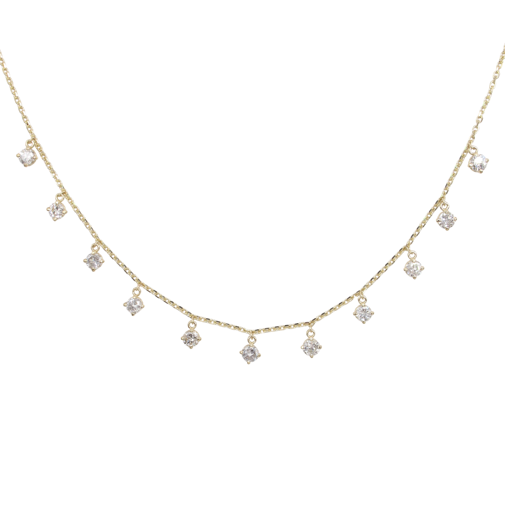 2.02ctw Round Diamond Drop Station Necklace 14k