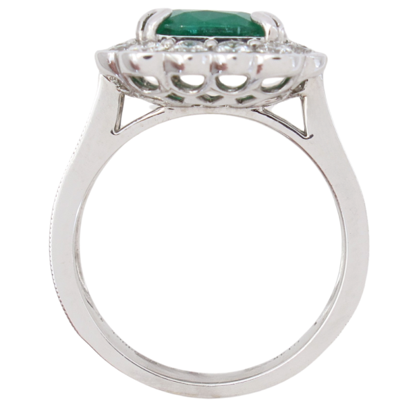2.52ct Zambian Emerald Diamond Halo Ring 14K GIA Certified profile