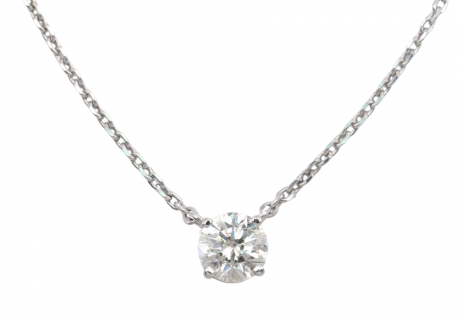 .75 Diamond Solitaire Station Necklace White Gold .76