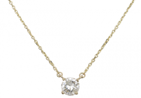 .75 Round Diamond Solitaire Station Necklace Yellow Gold .71