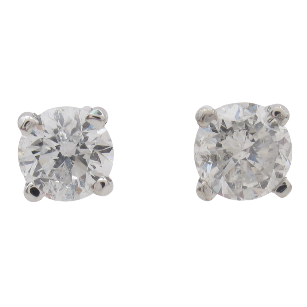 0.71ctw Round Diamond Stud Earrings 14k White Gold
