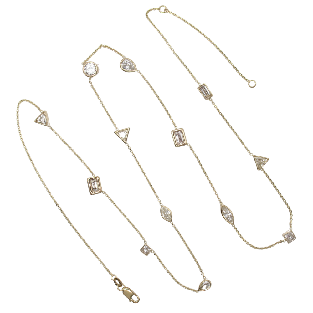 3.33ctw Mixed Fancy Cut Station Necklace 14k