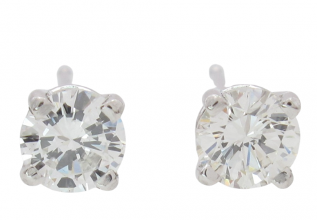 Half Carat Round Solitaire Diamond Stud Earrings White Gold .58