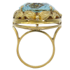 Mid-Century 30ct Oval Aquamarine Statement Ring 18K Gold profile