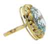 Mid-Century 30ct Oval Aquamarine Statement Ring 18K Gold side