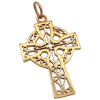 Ornate Celtic Cross Pendant 14K Gold, Filigree Pierced Design