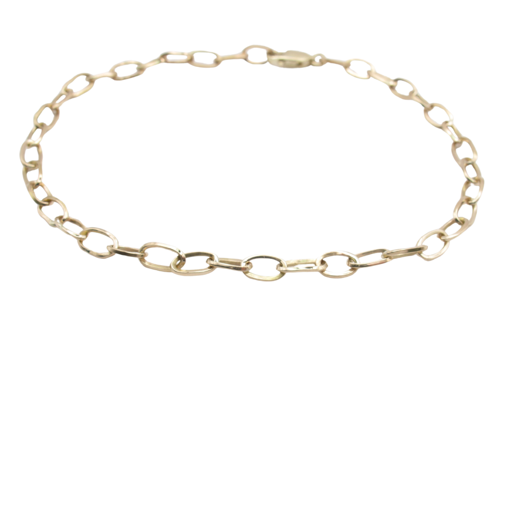 Oval Knife Edge Link Bracelet 14k Gold