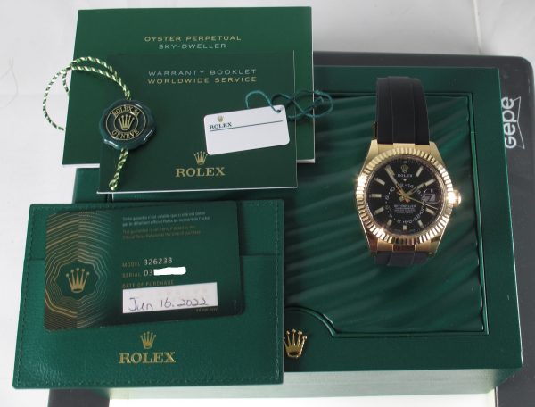 Pre-Owned Rolex 42MM Sky-Dweller (2022) Yellow Gold 326238 b and p