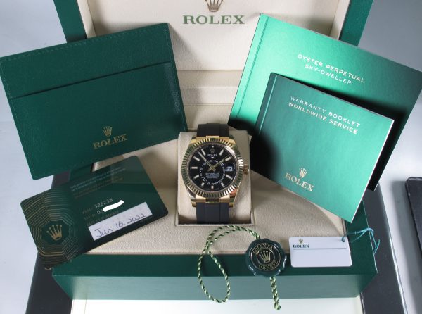 Pre-Owned Rolex 42MM Sky-Dweller (2022) Yellow Gold 326238 b and p inside