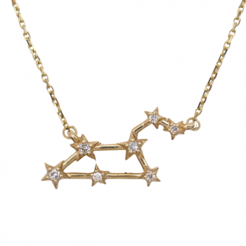 Zodiac Leo Constellation Diamond Necklace Yellow Gold