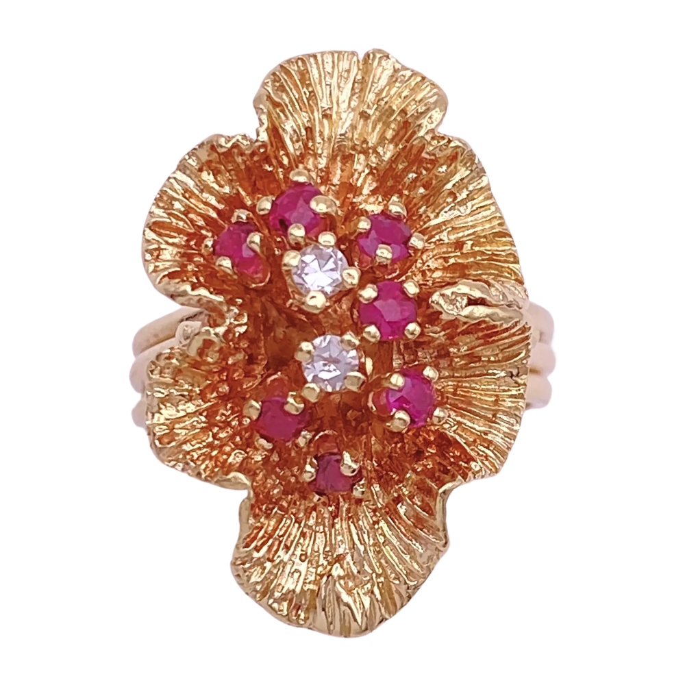 0.87ctw Ruby & Diamond Cocktail Ring 14K