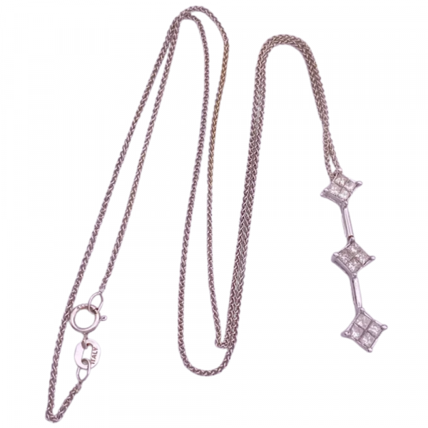 0.95ctw Princess Cut Diamond Drop Necklace 14K (1)