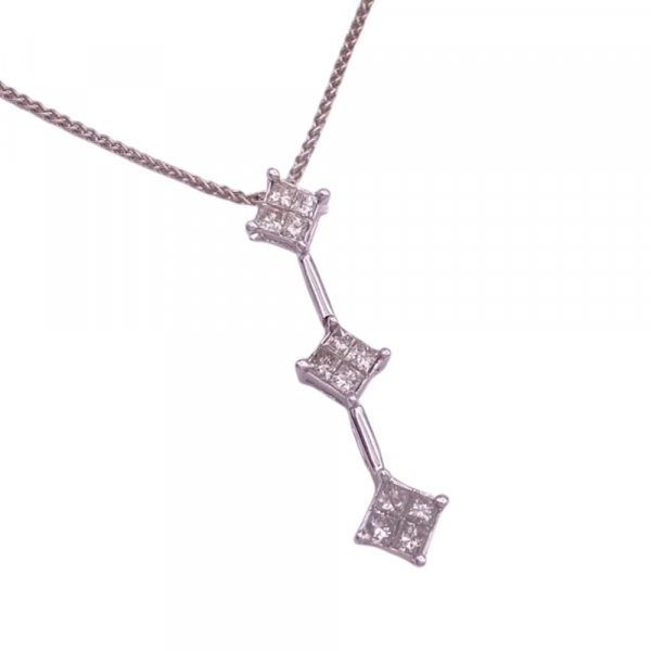 0.95ctw Princess Cut Diamond Drop Necklace 14K (2)