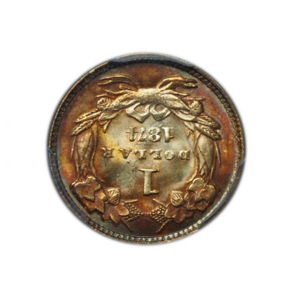 1874 $1 Gold Indian Princess MS64 PCGS Beautifully Toned