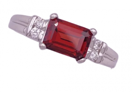 1.31ctw Emerald Cut Garnet Ring 14K White Gold (2)