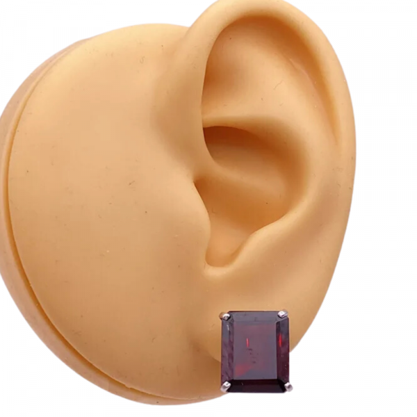14ctw Emerald Cut Garnet Stud Earrings 14K (1)