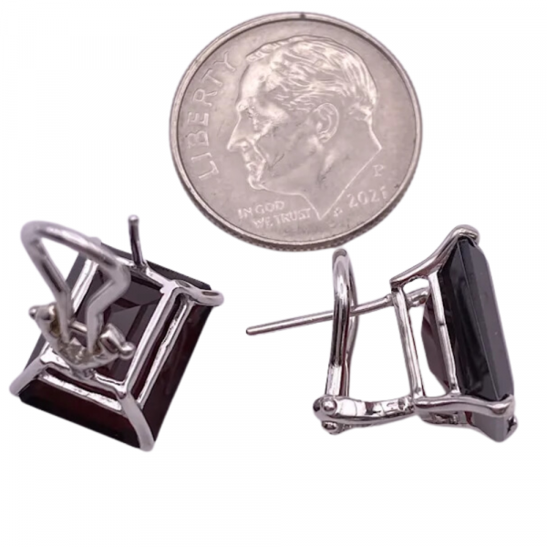 14ctw Emerald Cut Garnet Stud Earrings 14K