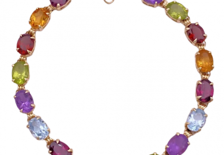 15.42ctw Colorful Multiple Gemstone Line Bracelet 14K (2)