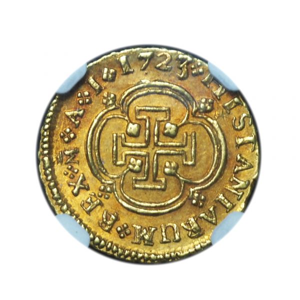 1723-M A Spain Escudo Gold MS64 NGC Top Pop