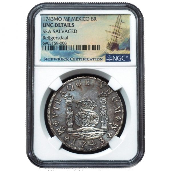1743-Mo MF 8 Reales Reijgersdaal Ship Wreck UNC NGC