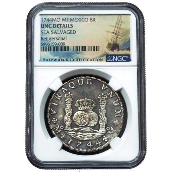 1744-Mo MF 8 Reales Reijgersdaal Ship Wreck UNC NGC
