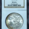 1885-O Morgan Dollar MS64 Star NGC Double Crescent Rainbow Toned