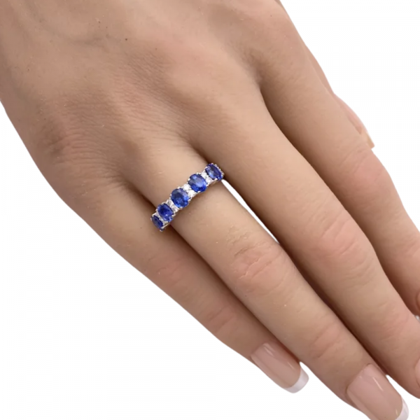2.17ctw Sapphire & Diamond Band Ring 14K
