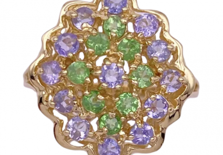 2.52ctw Tanzanite & Tsavorite Garnet Cluster Ring 14K (2)