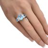5.76ctw Blue Topaz & Diamond Ring 14K Gold worn