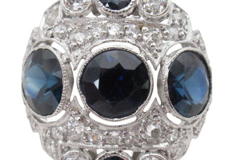 Art Deco 4 carat Sapphire Diamond Ring Statement