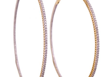 BIG Diamond Hoop Earrings Inside Out Design 18K Gold .68 Carat TW
