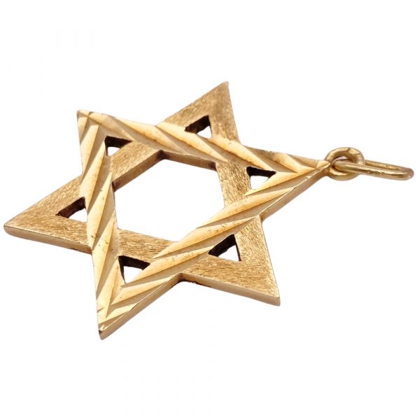 BIG Star of David Pendant Charm 14K Gold side