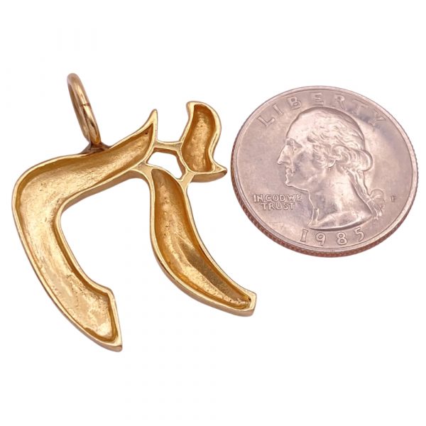 Big Vintage Chai Hai Pendant 14K Gold back