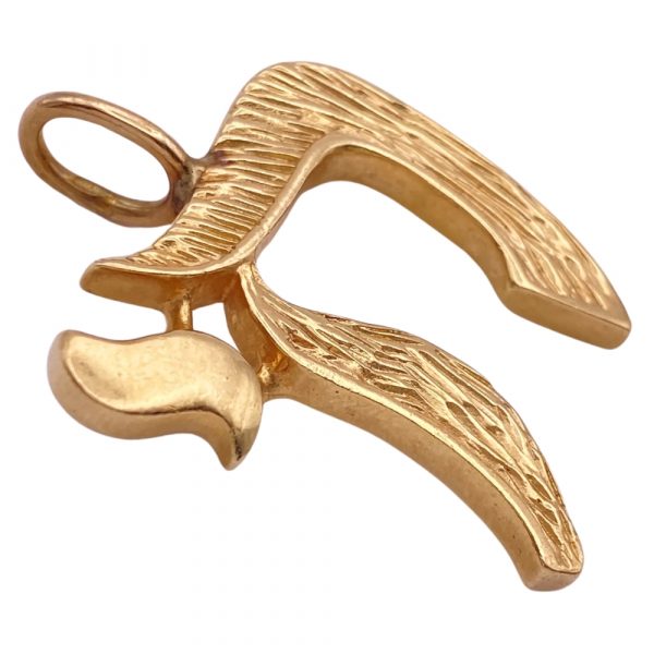 Big Vintage Chai Hai Pendant 14K Gold side