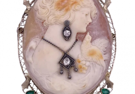Cameo En Habille Detailed Frame Pendant Brooch 14K (2)
