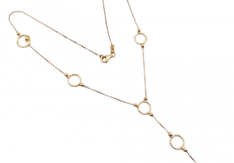 Circle Detail Y Drop Necklace 14K Gold (2)