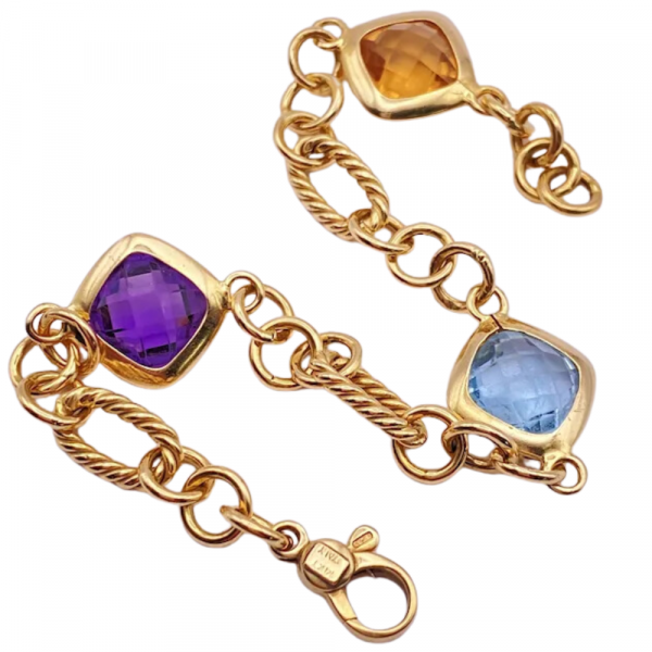Colorful Gemstone Chunky Link Bracelet 14K (1)